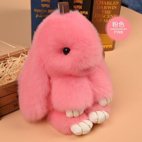 

14cm cute keychain rex genuine fur pompoms key chain fur pom pom keychain bag charm car pendant key ring, Silver