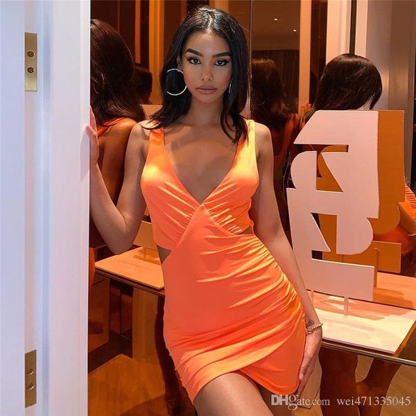 

european and american style 2019 summer new women dress v-neck backless hollow slim dress night club party dress female, White;black