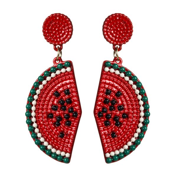 

s925 silver needle alloy paint watermelon lemon personalized earrings women's fashion cool summer fruit wind earrings, Golden