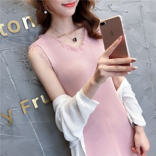 

9246 фактическая фотография нового летнего среднего и длинного стиля кисточки жилет 45 -- 1 этаж, 1 ряд, 2 полки, Black;white