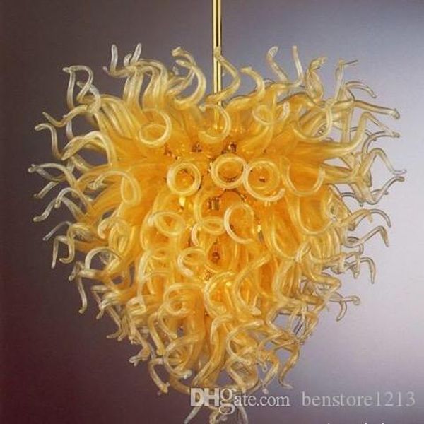 

100% mouth blown borosilicate murano glass chandelier light art mango color glass chandelier for low ceiling