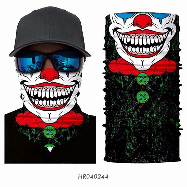 

3d seamless bandana joker skull camouflage neck warmers tube face gaiter mask flag miltary bandana headwear halloween headscarf, Black