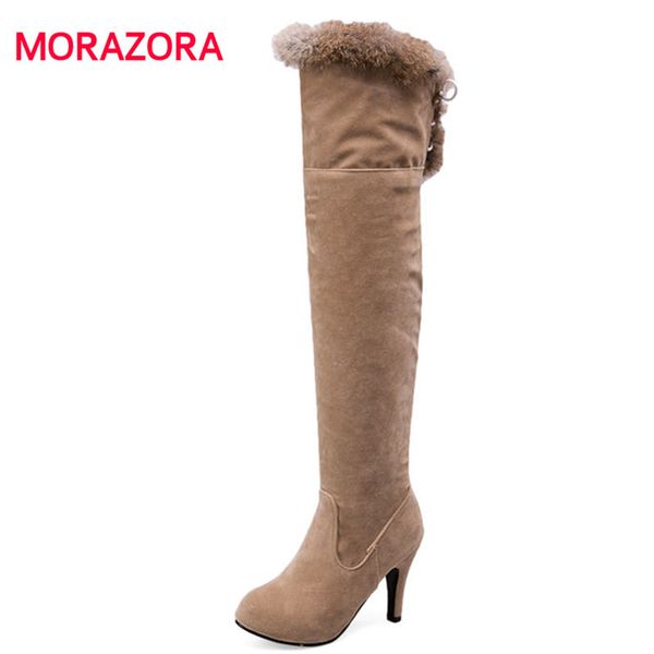 

morazora 2018 new super high heel over the knee boots round toe stiletto heel women boots autumn winter knight size 34-43, Black
