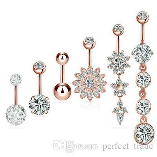 

женщины navel ring классический алмазный navel ring несколько стилей navel кнопка кольцо шесть частей продажи подарочный набор горячий, Silver