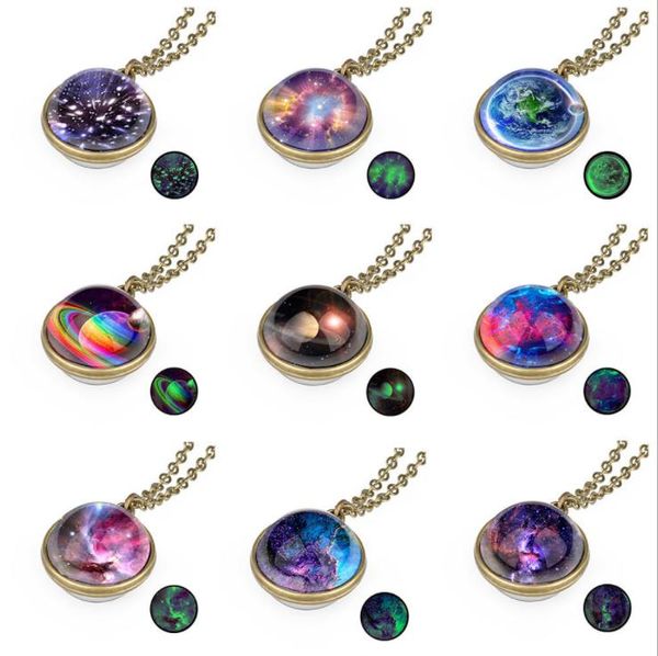 Мода Galaxy Universe Болл звезда Солнечной системы Двухсторонний ожерелье Glass Art Picture Time Gem Handmade Планета Ювелирные изделия