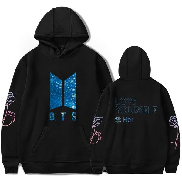 

bts kpop love yourself harajuku cap sweatshirt bangtan boys fashion hoodies women men winter k -pop clothes xxs to 4xl new, Black