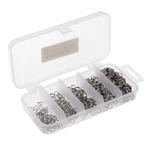 

500pcs assorted double split rings set stainless steel fishing tackle lure connector with tackle box
