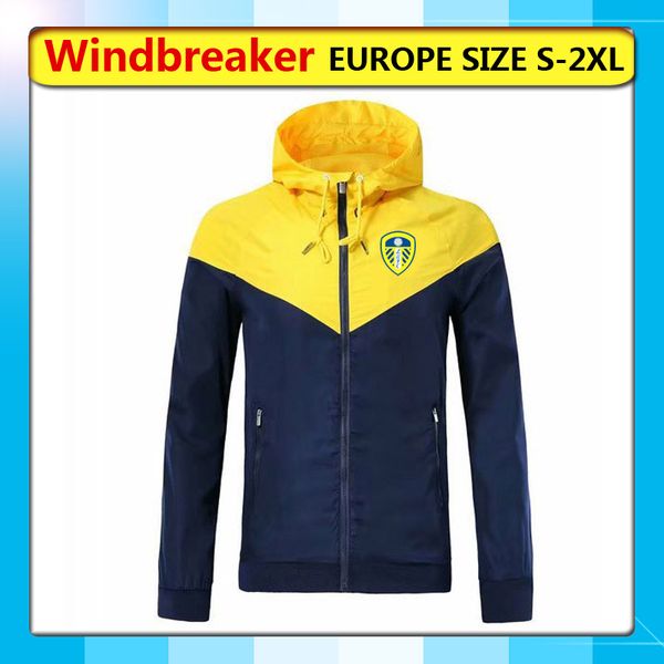 

leeds united windbreaker hooded soccer jackets, leeds united full zipper windbreaker coat football sport hoodies wearshirt running jackets, Black;red