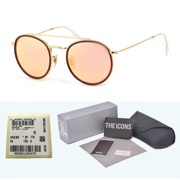 

солнцезащитные очки круглого стиля высокого качества для мужчин, женщин, из сплава. зеркальные стеклянные линзы, White;black