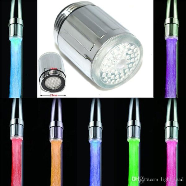 

led water faucet stream light 7 colors changing glow shower tap head kitchen pressure sensor bathroom faucets taps accessory