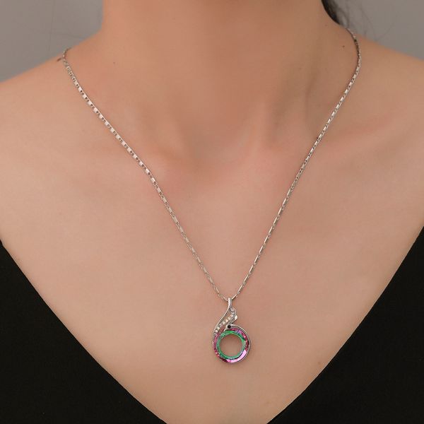 

gold necklace jewelry colorful peacock feather necklace jewelry 2019 selling for women modern girl elegant party gift, Silver