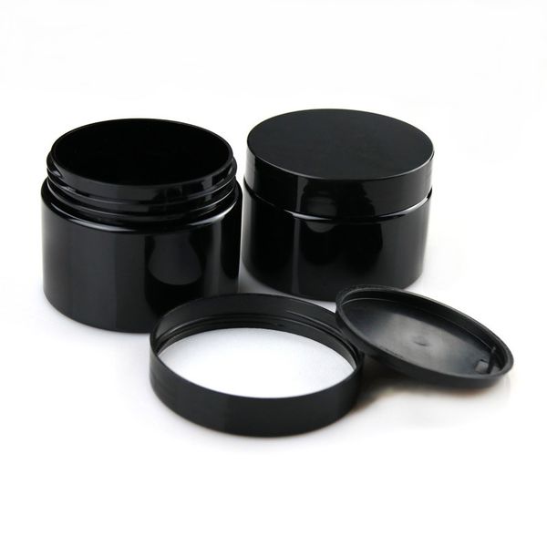 

30 50 80 100 150 200ml plastic jars black pet plastic storage cans boxes round bottle with black plastic lids