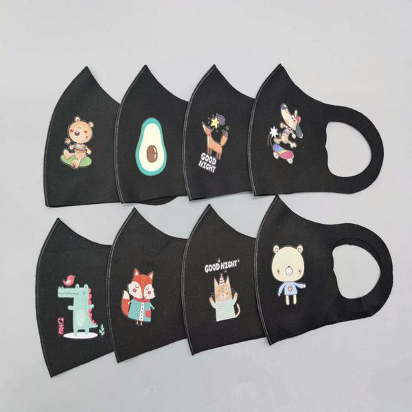 

2016 dhl cartoon film face mask for kids cubrebocas para ninos tapaboca cotton ice silk summer cartoon childrens face mask gqn, Black