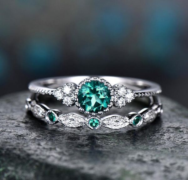 

lady's silver color princess-cut simulated blue diamond cz paved crystal wedding ring sets jewelry for women size 6 - 11, Golden;silver