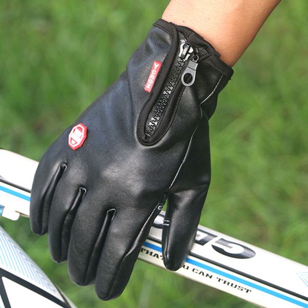 

touch screen leather motorcycle non-slip hard knuckle full finger gloves protective gear outdoor sports racing motocross atv, Black