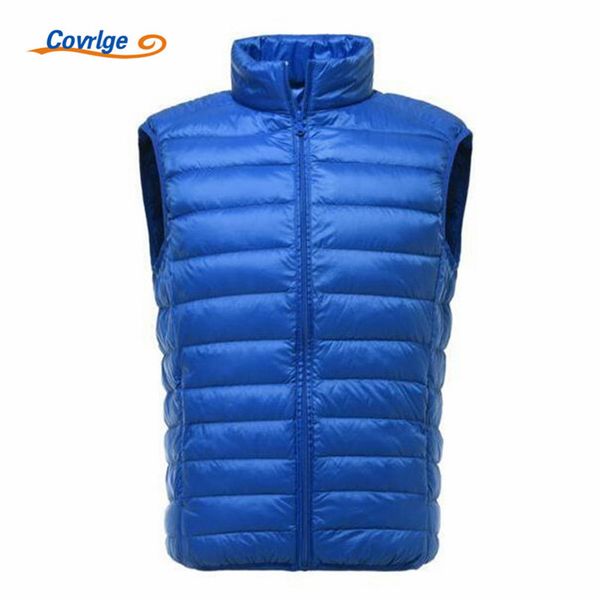 

covrlge 2018 new winter men 90% white duck down vest portable ultra light sleeveless jacket portable waistcoat for men mwy005, Black