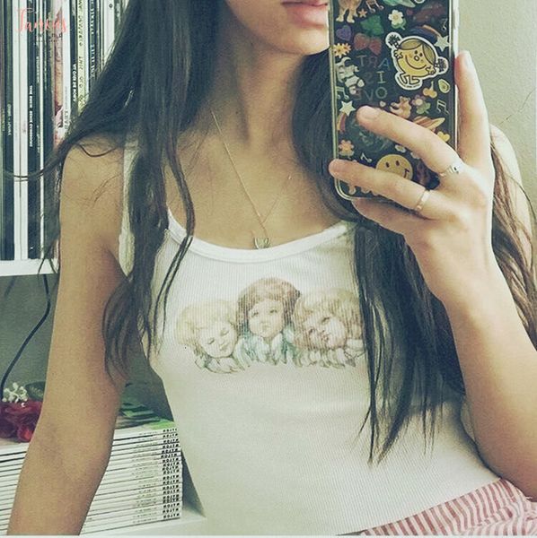 

качество хорошо горячие wpmen лучшие танки angel pattern white без рукавов crop top crop танк tee одежда женская