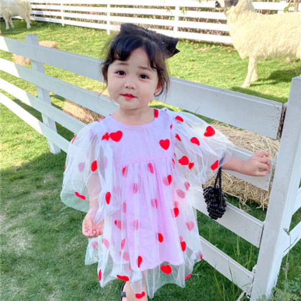 

baby girls fashion heart dress kids veil tutu dress princess dresses girl wholesale, Red;yellow
