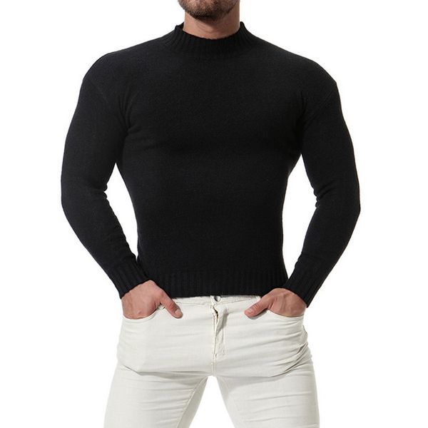 

vogue autumn winter mens thin cashmere thermal sweater half-collar bottoming slim warm cotton male long-sleeved sweatshirt, White;black