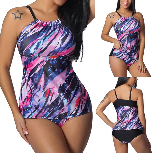 

bikini 2019 women plus size print tankini swimjupmsuit swimsuit beachwear padded swimwear bathing suit bathers biquini, White;black