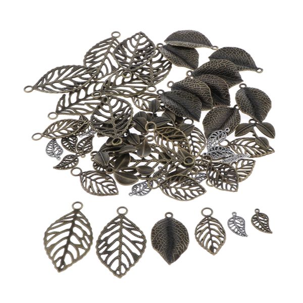 

60 pack retro leaf shape tags blank leaf tags for braclets pendants making, Black