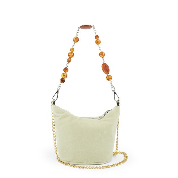 

women velvet bag acrylic beads chain hobos small crossbody bags for women vintage dumplings shoulder bag 2019 ladies handbags