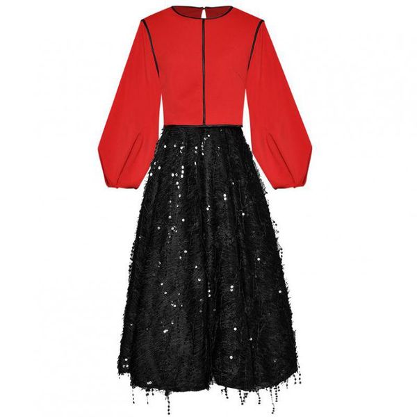 

красный roosarosee взлетно-посадочной полосы женщин 3/4 фонарь рукав короткая блузка топ + эластичный пояс блестки кисточкой юбка мода костю, White