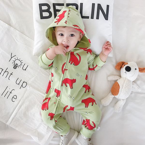 

детские осень комбинезон для новорожденных одежда cartoon printed комбинезон с капюшоном повседневная одежда выездные brand детская одежда, Blue