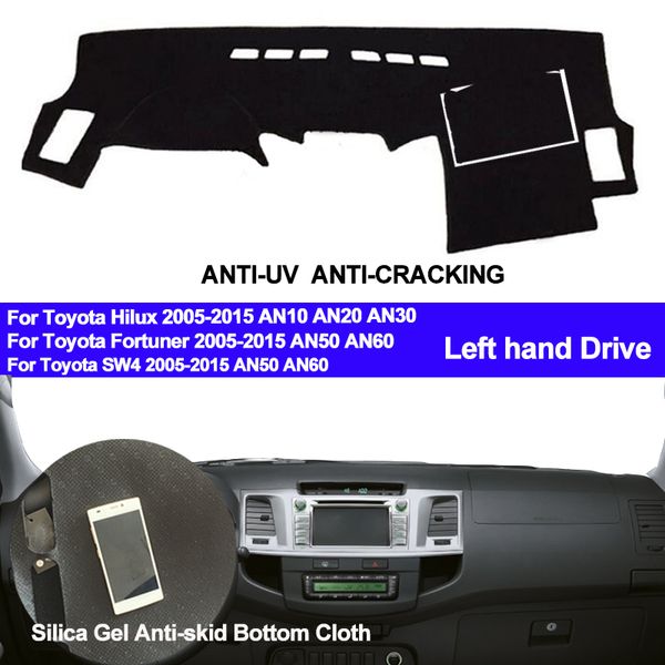 

taijs car dashboard cover silicone non-slip for hilux sw4 fortuner 2005 - 2012 2013 2014 2015 dash mat sun shade anti-uv