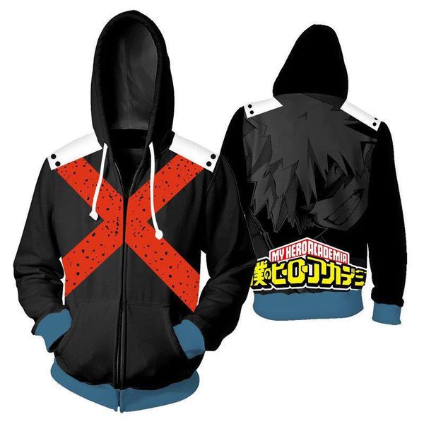 

не мой герой academia аниме boku нет героя academia bakugou katsuki толстовка черный печати капюшоном hoodie косплей, Black