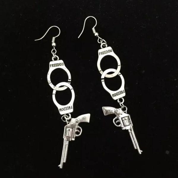 

rock disco pistol earrings punk eardrop long earring, Golden
