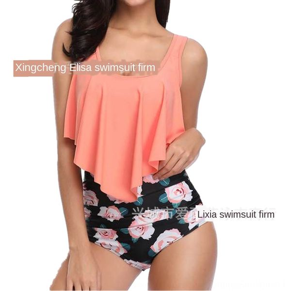 

lisa 19 printed flounces high waist lisa 19 printed swimsuit bikini flounces high waist bikini swimsuit, White;black