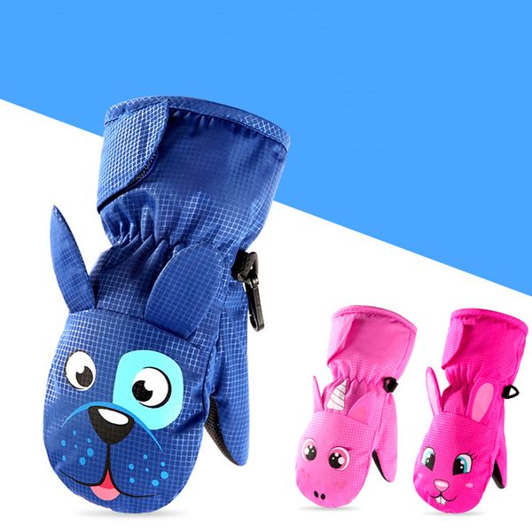 

cute cartoon winter snow warm ski gloves kids snowmobile mittens waterproof snowboard gloves for girl boy baby velveteen