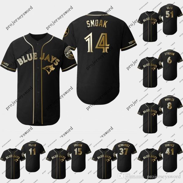 

Toronto Justin Smoak 2019 Golden Edition Jersey Marcus Stroman Kevin Pillar Randal Grichuk Aaron Sanchez Ken Giles Blue Jays Baseball Jersey