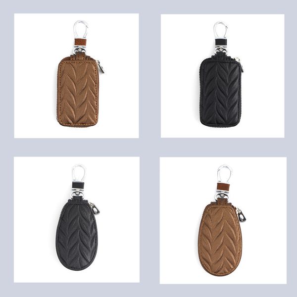 

simple] 2 pcs universal pu car key case zipper key protection cover square round car-styling interior accessories 4 colors