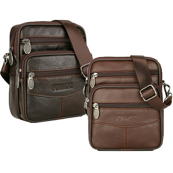 

2019 brand new adjustable men's genuine leather handbag business brown crossdoay bag briefcase shoulder messenger bag purse