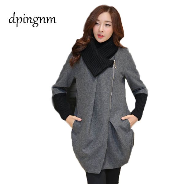 

woolen coat female middle and long paragraph 2019 autumn and winter new style korean thickening woollen overcoat, Black