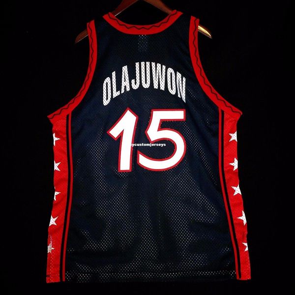 

100% stitched hakeem olajuwon olympics champion jersey  mens vest size xs-6xl stitched basketball jerseys ncaa, Black;blue