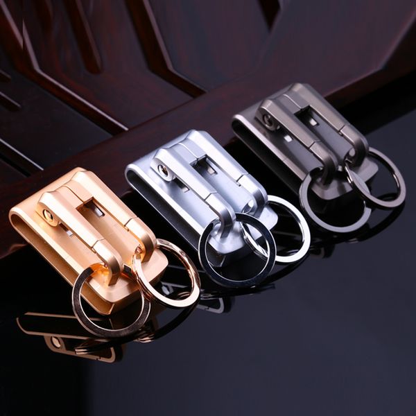 

luxury high-quality belt key clip holder waist hanging chain belt keychain holders car key chain buckle fathers day gift, Silver