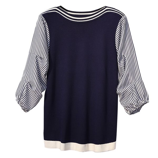 

5xl plus big size latest women spring autumn winter 2020 feminina lantern sleeve stitch knit stripe sweaters female a5386, White;black