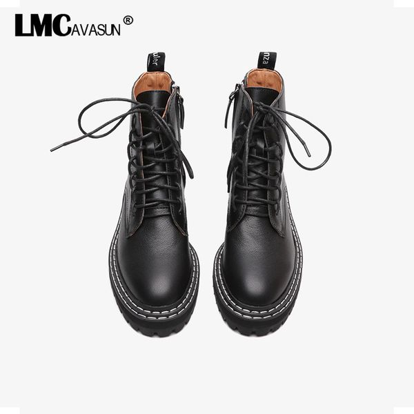 

lmcavasun boots winter boots women 2019 fashion soft leather women after individual character bind band adornment, Black
