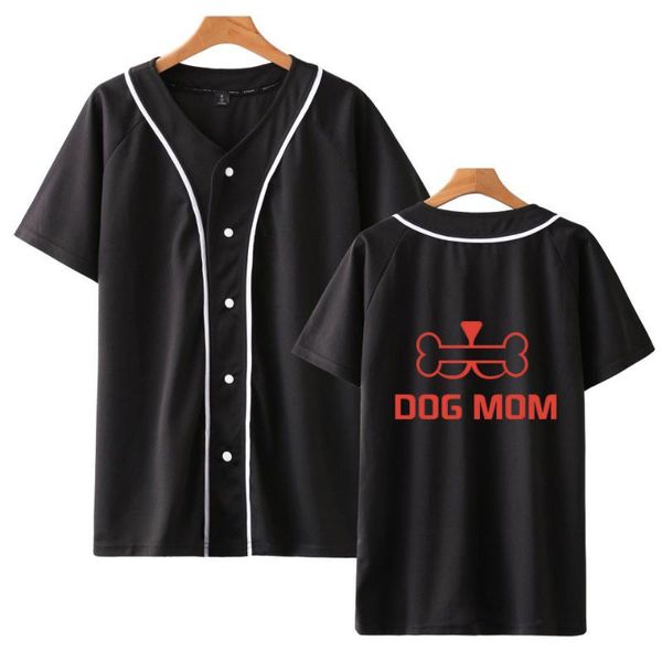 

2019 dog mom summer urban fashion casual thin baseball uniform, Black;brown