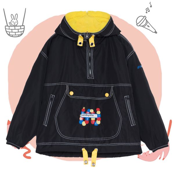 

autumn winter chic women's reversible hoodie comfortable big pockets long sleeve coat outwear snake embroidery, Black