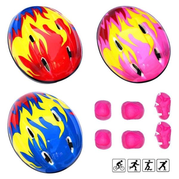 

7pcs/set kids bicycle helmet cycling roller skateboard protectors knee wrist guard sports roller children elbow pad adjustable