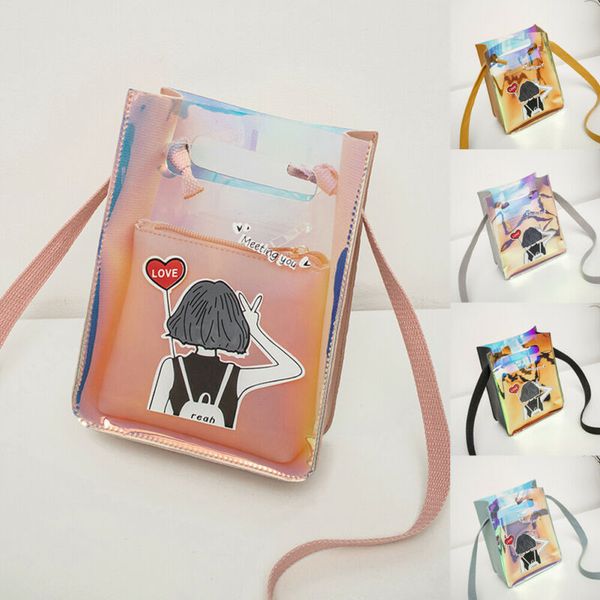 

women transparent jelly bag pvc clear crossbody tote handbag messenger shoulder
