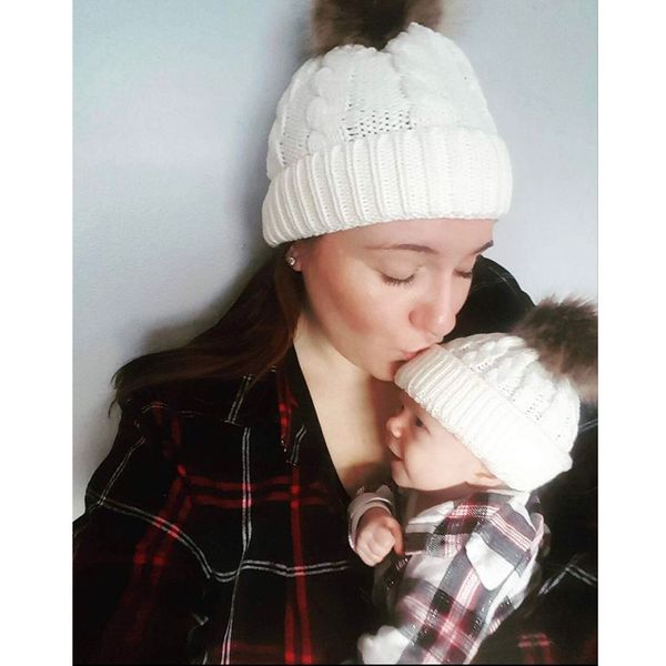 

1 set women lady kids children knitting hat cap big plush ball warm for autumn winter jl
