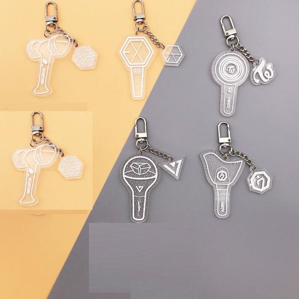 

kpop blackpink exo seventeen got7 twice keychain light key creative key ring chain keyring creative hanging keyring acrylic, Silver