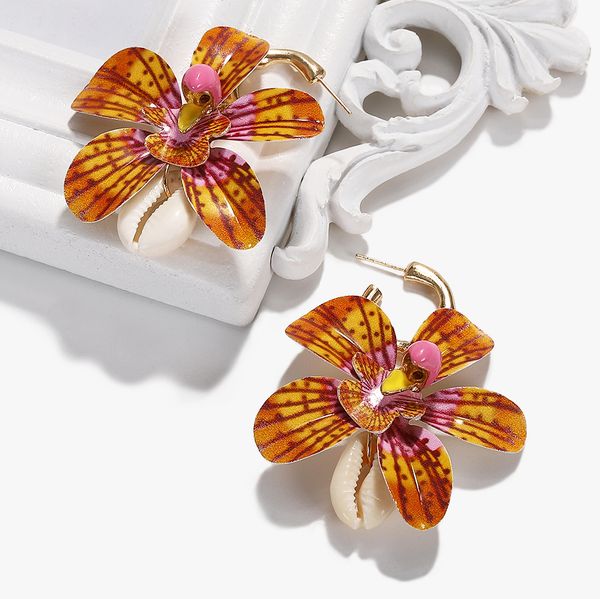 

lady bohemian new flowers drop earrings for women shell pendant dangle jewelry wedding birds shaped statement earring, Silver