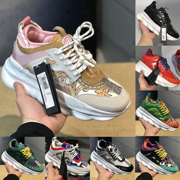 

2020 luxury fashion chain reaction casual shoes women mens trainers pink lightweight link-embossed sole sports designer shoes size 36-45
