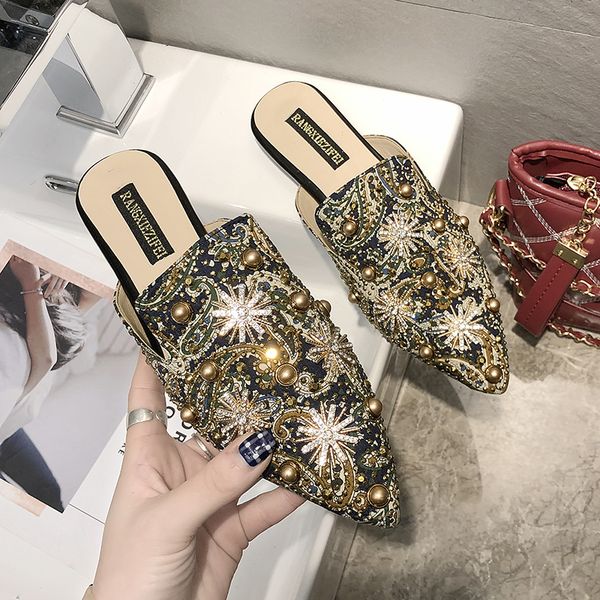 

women flats female spring summer autumn womens shoes female fashion flat closed toe shoes womens solid mules, Black